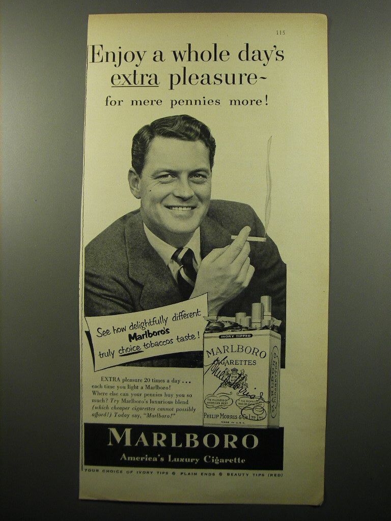 how do you spell marlboro cigarettes 1950 Marlboro Cigarettes Ad