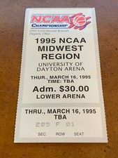 1995 NCAA Tournament Midwest 1st Round Basketball Ticket Kansas Jayhawks 