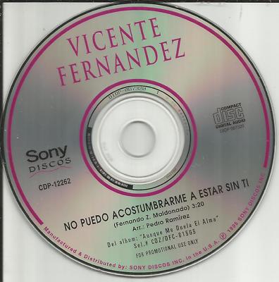 VICENTE FERNANDEZ No Puedo Acostumbrarme A Estar Sin Ti PROMO DJ CD Single 1995