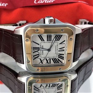 Cartier Santos 100 Xl 2656 Two Tone 18k Gold Steel Automatic Men S Watch Minty Ebay