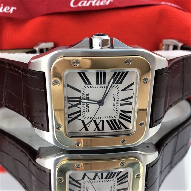Cartier 3104 Santos 100 Xl Chronograph Titanium Pvd 18k Rose Gold Watch For Sale Online Ebay