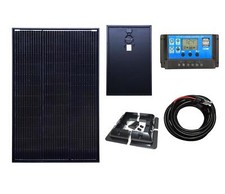 150w Black Solar Panel Kit Mounts Mono-Crystalline PV Photo-voltaic Boat Caravan