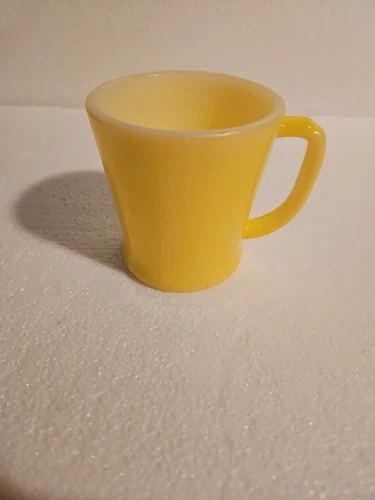 Coffee Cup Mug, D Handle Vintage Fire King Mug, RETRO YELLOW, Mid Century Modern