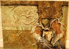 Signed DARK ANGEL Original Mixed Media Art Canvas Paper Mache & Oil SIGNED 24"