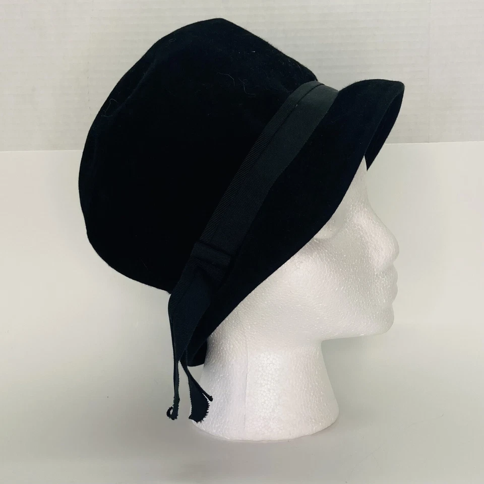 Sombrero de cubo Peachbloom Merrimac de colección para mujer cuerpo de terciopelo negro 22 hecho en unión Foto 2 de 4