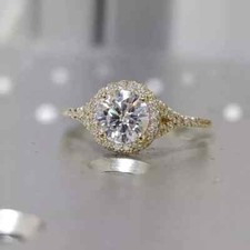 2Ct Round Cut Lab-Created Diamond Women's Engagement Ring 14K Yellow Gold Finish