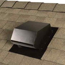 10 In. Goose Neck Vent - Roof Cap in Black Galvanized Steel Heavy Duty Screen