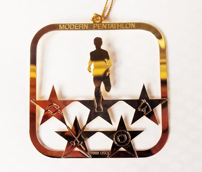 US Olympics Modern Pentathlon Brass Ornament Christmas USOC 1988 Olympic 