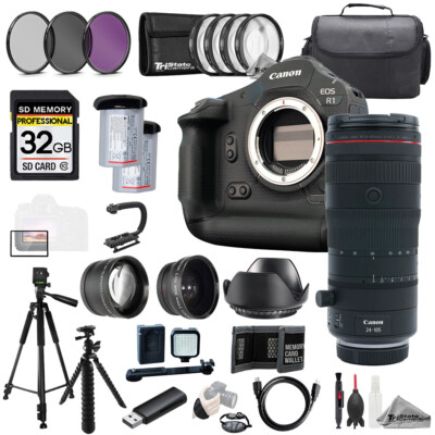 Canon EOS R1 + RF 24-105mm f/2.8 L IS USM Z Lens+32GB+ExtBat+9PCFltr-MEGAKit