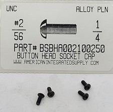 2-56x1/4 Button Head Hex Socket Cap Screws Alloy Steel Black 50