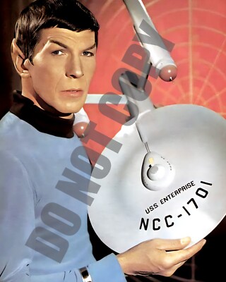 1960's Sci-Fi STAR TREK TV Show Spock Holding Enterprise Model 8x10 Photo
