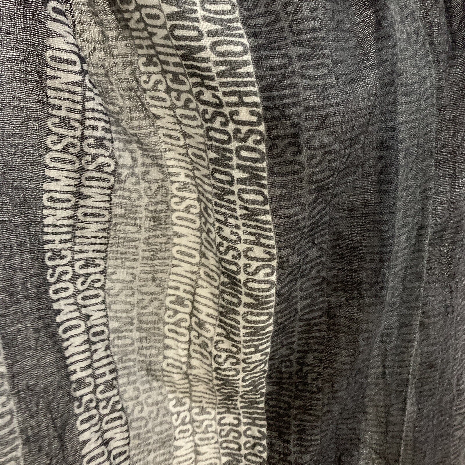 MOSCHINO MONOGRAM STRIPES GRAY RECTANGLE WOOL sca… - image 4