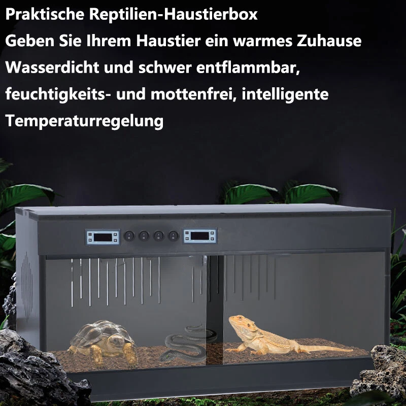 Terrarium für Reptilien Isolierbox Vivarium Mit Schloss 100*40*40cm Schwarz - Bild 2 von 4