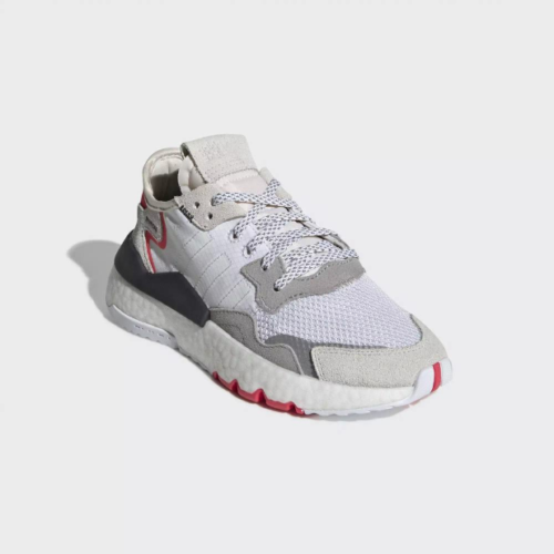 Adidas Juniors Kids Nite Jogger Sneakers, White/Cloud White/Shock Red - Picture 1 of 11