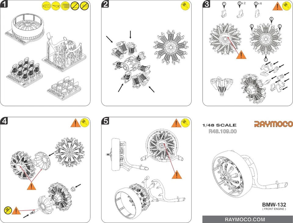 RAYMOCO RC48.102.00 1/48 Set of 3 Engines BMW-132. For use with Junkers Ju 52 - Image 4 of 4