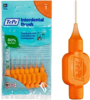 TePe Interdental Brush Original 8pcs Pack of 1 Orange 0.45mm/ISO 1