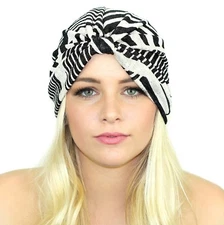 Kristin Perry Color Block Sweater Knit Full Turban Hat