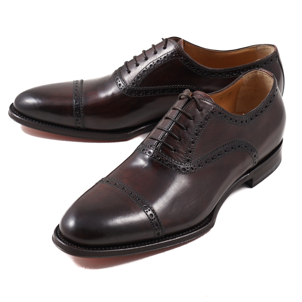 Santoni Fatte a Mano Dark Brown Cap Toe Calf Leather Oxford Santoni Fatte a Mano Dark Brown Cap Toe Calf Leather Oxford