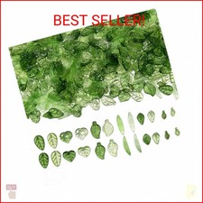 Green Acrylic Leaf Beads 120PCS Transparent Leaf Charms for Jewelry Making, Ac