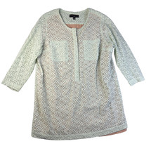 Victoria Beckham Dress Womens 3X Green Shift Lace Overlay Long Sleeve Lined Cute