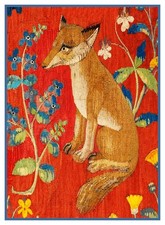Medieval Sentado Zorro Detalle Dama Unicornio Contado Punto de Cruz Gráfico Patrón