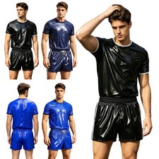 Men's Tracksuit Set Short Sleeve T-shirt Top and Shorts Casual Summer Outfit