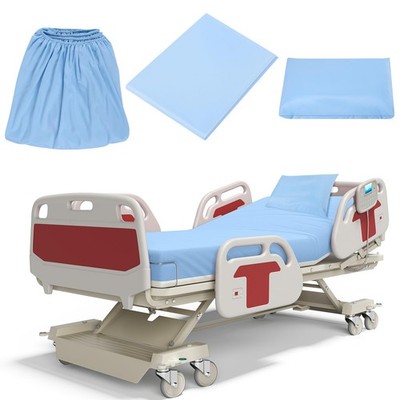 3 Pcs Hospital Bed Sheets Set Deep Pocket Fitted 36 with Elastic All Around E...