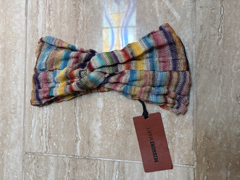 Missoni Mare Multicolor Rainbow Striped Knit Twist Stretch Headband