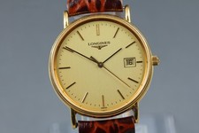 [Casi COMO NUEVO] LONGINES L4.636.2 33mm esfera dorada fecha cuarzo reloj para hombres de JAPÓN
