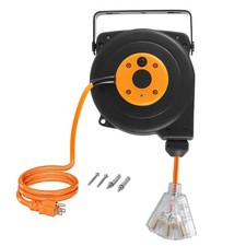 Uimoso Retractable Extension Cord Reel 25FT Heavy Duty 14AWG/3C SJTOW 13A Orange