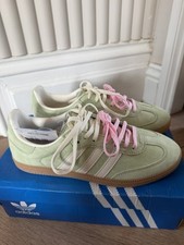 adidas Indoor Green/White Suede matcha Trainers Gum Sole UK 6