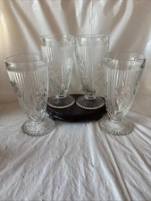 Set 4 Iris & Herringbone 6” Parfait Milkshake / Soda Fountain / Iced Tea Glasses