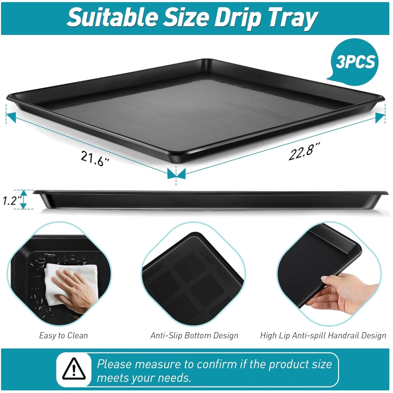 Large Oil Drip Tray for Air Conditioners - 3 Pcs