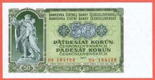 A3 - Czechoslovakia 50 Korun 1953 Crisp Unc. Banknote - P. 85 - SN: HR-164128