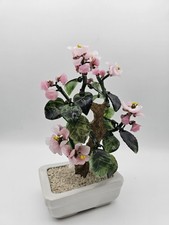 Vintage Bonsai Baum, Glas - Baum,Celadon, Jadebaum, Kirschblüten mit Knospen