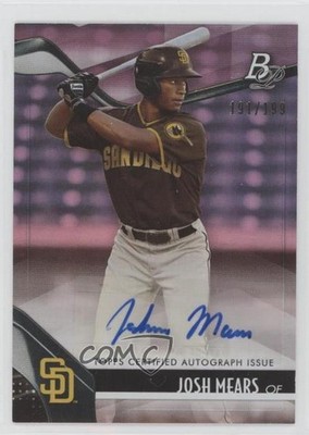 2021 Bowman Platinum Top Prospects Pink /199 Joshua Mears Josh #TOP-8 Auto 2f9
