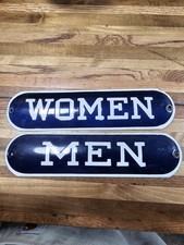 Enamel Mens and Women's Restroom Signs Vintage Bathroom Signs for Door heavy