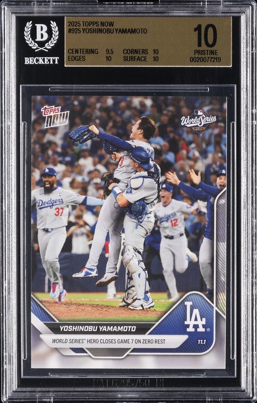 2025 TOPPS NOW #925 YOSHINOBU YAMAMOTO BGS 10