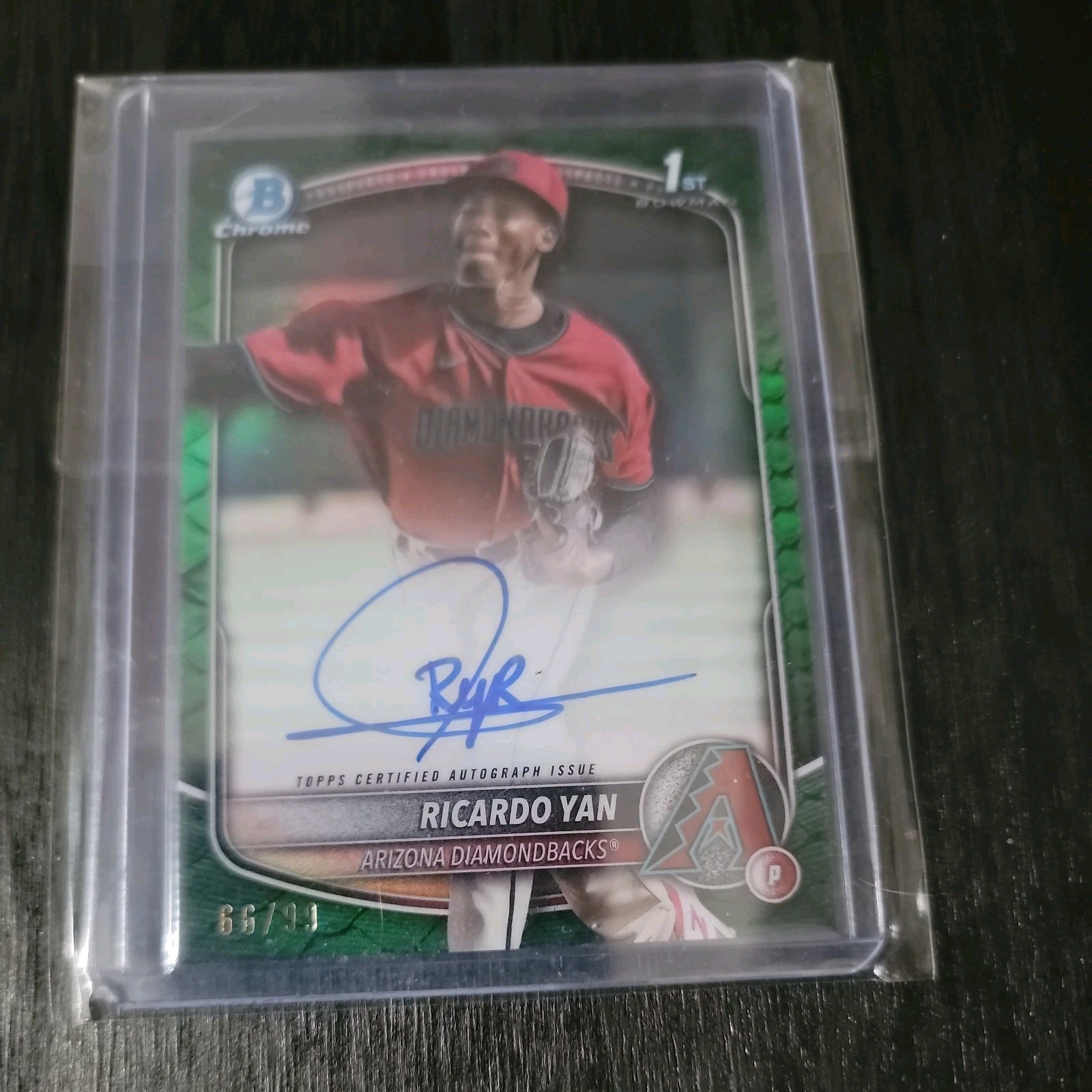 2025 Bowman Chrome #CPA-RY Ricardo Yan Green Reptilian Auto /99
