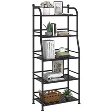 5 Tier Metal Shelf Storage Shelves Living Room Bookshelf Bathroom Corner Stor...