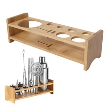 Bartender Kit Stand Bamboo Bar Tool Storage Holder 29cm x 9.5cm x 8cm