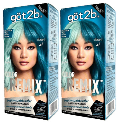 Got2b Customizable Semi-Permanent Hair Color REMIX -PEACOCK TEAL-Pack of 2