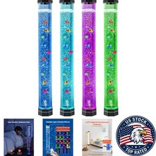 Calming Bubble Tube Aquarium Lamp with 10 Floating Fish Whisper-Quiet Design
