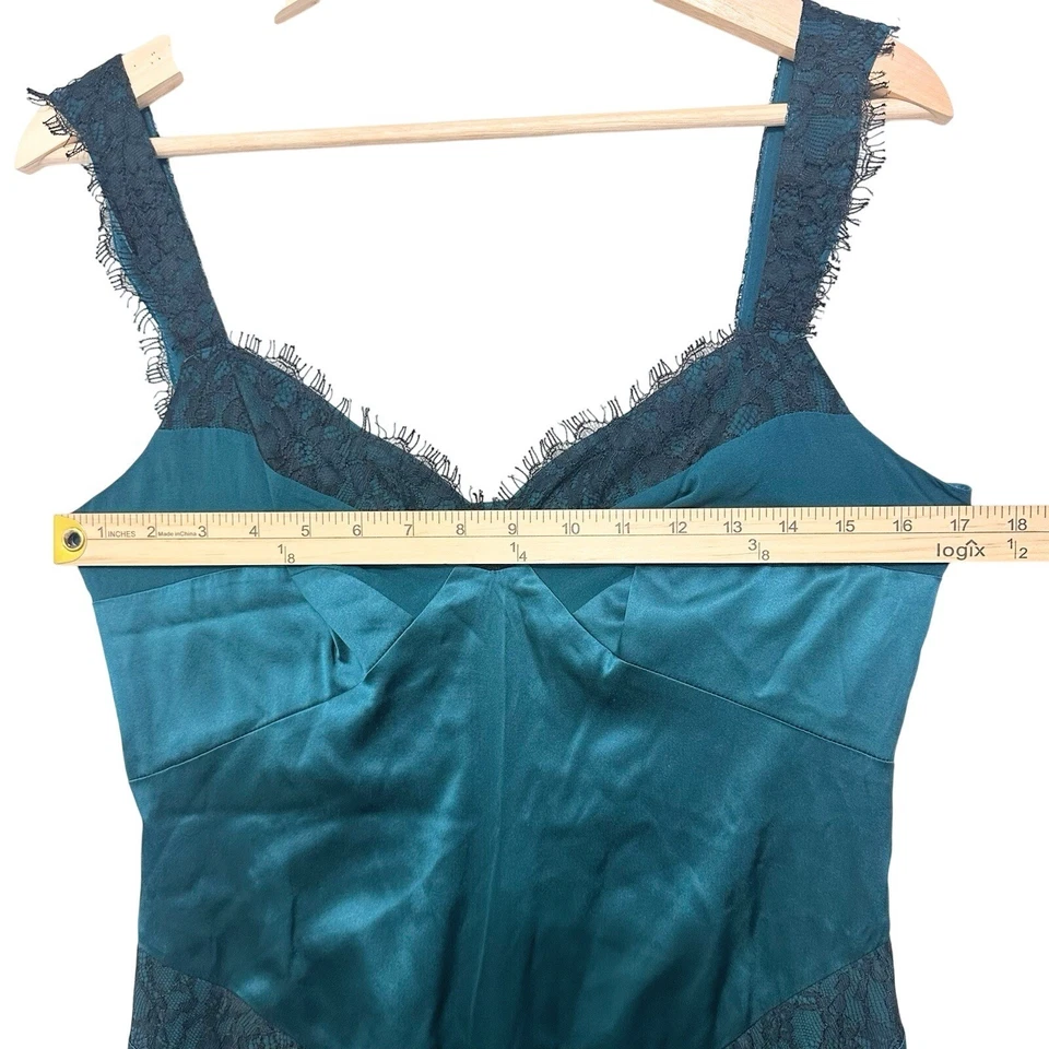 Vestido sin Mangas Diane Von Furstenberg DVF Vintage Seda Maire 8 Azul Teal Encaje Años 90 Y2K Foto 4 de 4