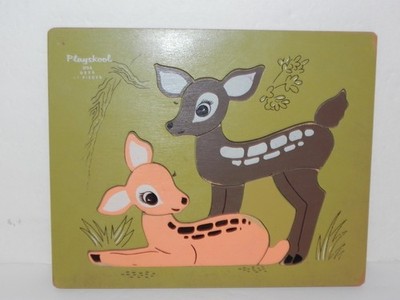 Vintage Playskool Wooden Deer Puzzle #275-8, 11 Pieces Bambi - Free Ship!