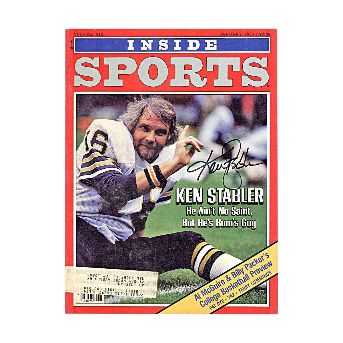 Ken Stabler Las Vegas Raiders Autographed Signed 1/84 Inside Sports JSA COA 