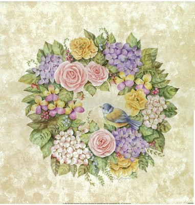 (12 x 12) Art Print VH2001 Vicky Howard Floral Wreath