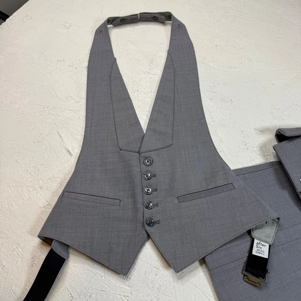 Chaqueta de esmoquin de terciopelo negro para hombre y chaleco gris traje uso formal después de seis Foto 3 de 4