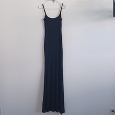 Skims Dress Womens Large Black Soft Lounge Long Slip Ribbed Maxi Bodycon Strappy