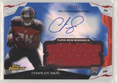 2014 Finest Jumbo Relics Blue Refractor 3/99 Charles Sims Rookie Auto RC 7l6